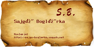 Sajgó Boglárka névjegykártya